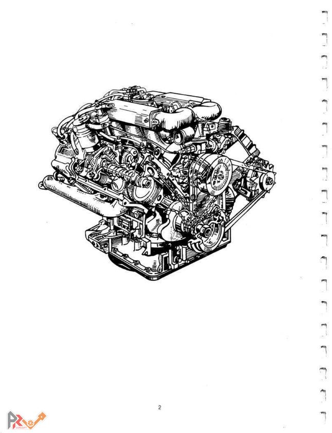 Vue en coupe du V6 PRV dans le manuel de formation DeLorean