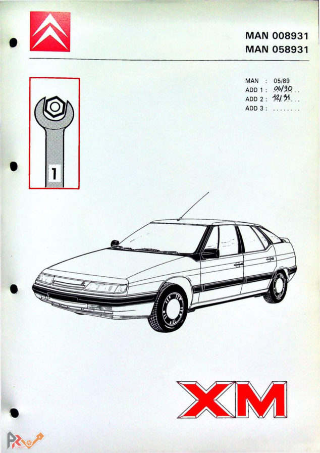 Couverture — Citroën XM, classeur mécanique MAN 008931
