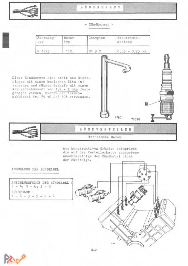 Page des bougies et des courbes d'avance du manuel Renault 30 M.R.167