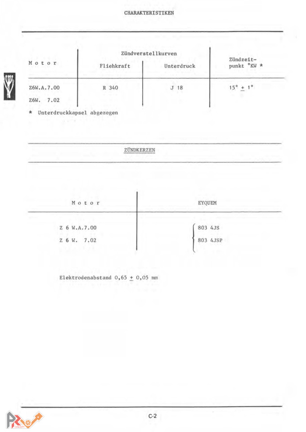 Page des courbes d'avance à l'allumage du manuel Alpine M.R.273