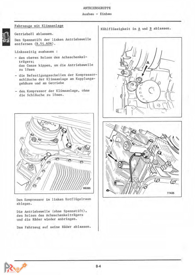 Page de dépose du groupe motopropulseur du manuel de réparation Alpine M.R.273