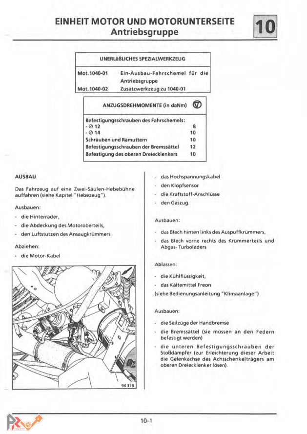 Page d'ensemble moteur du manuel de réparation Alpine A610 M.R.297