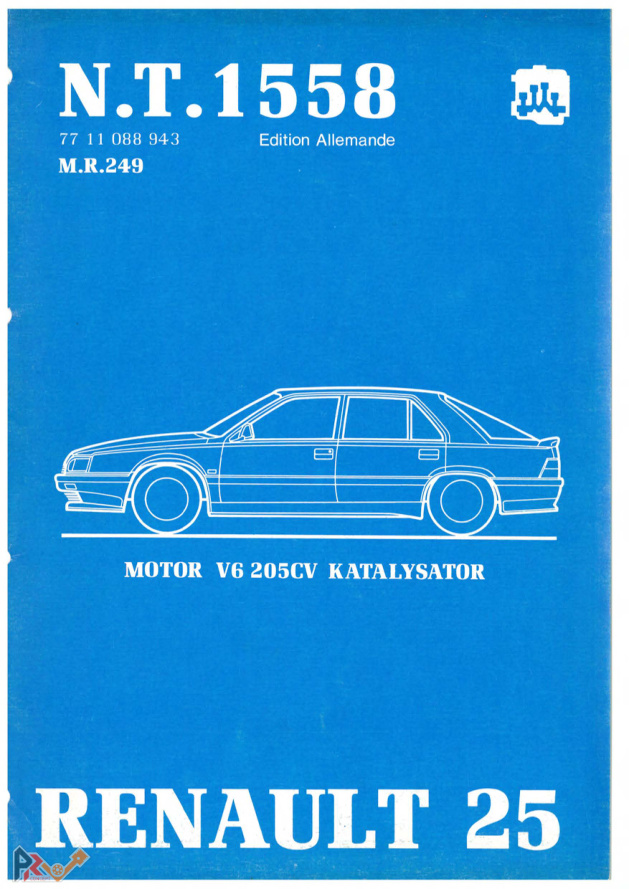 Couverture de la note technique 1558 du moteur V6 205 ch catalysé