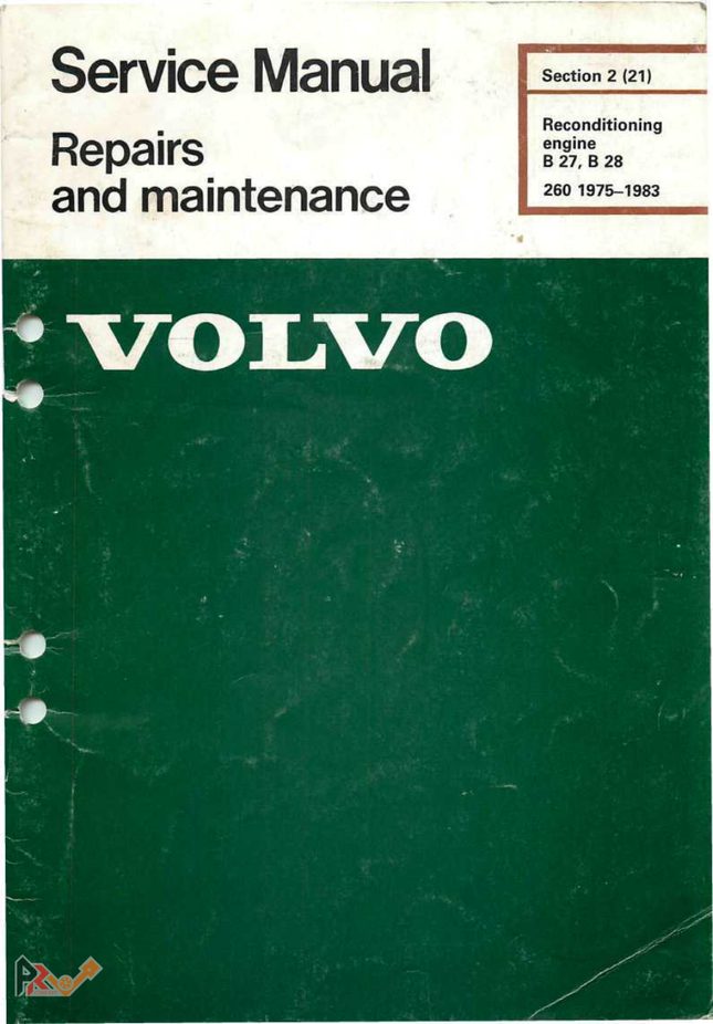 Couverture du fascicule Volvo consacré à la réfection des moteurs B27 et B28