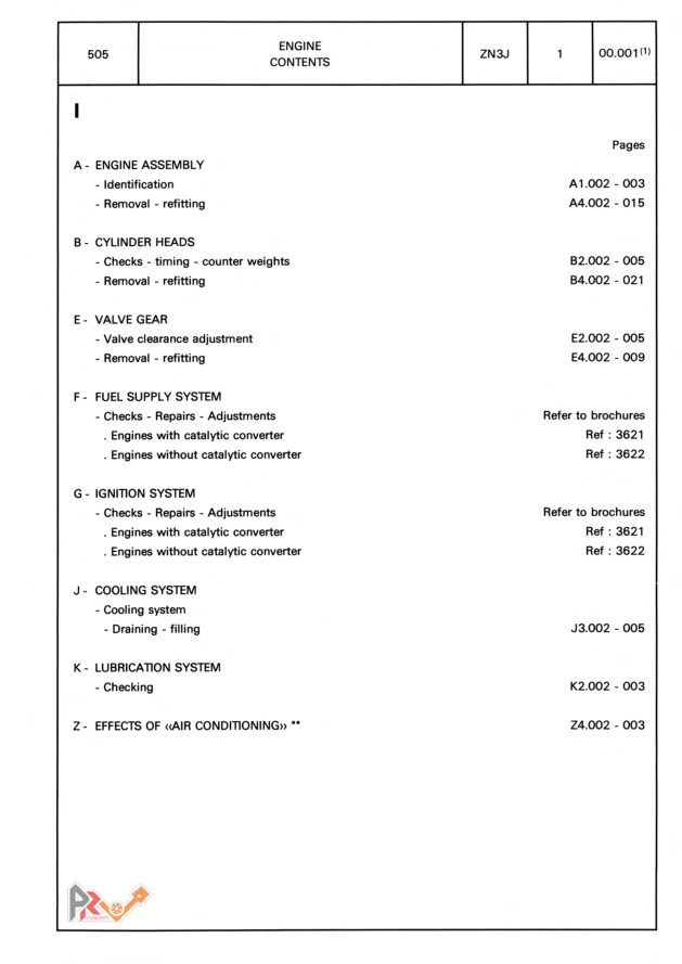 Couverture — Peugeot 505 V6 (ZN3J), manuel de réparation, chapitre moteur