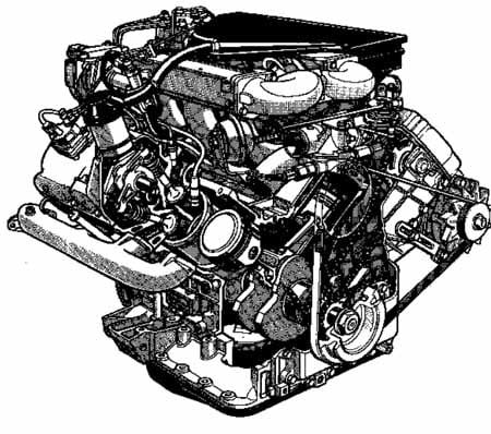 Vue éclatée du V6 PRV de 1re génération à manetons non-décalés