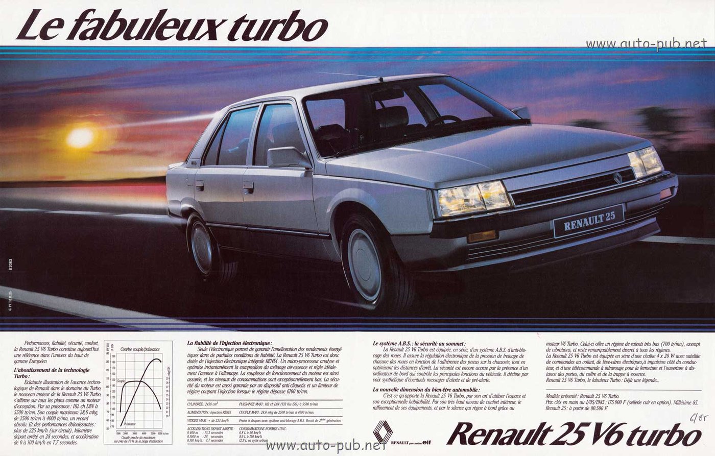 Publicité Renault 25 V6 Turbo « Le fabuleux turbo »